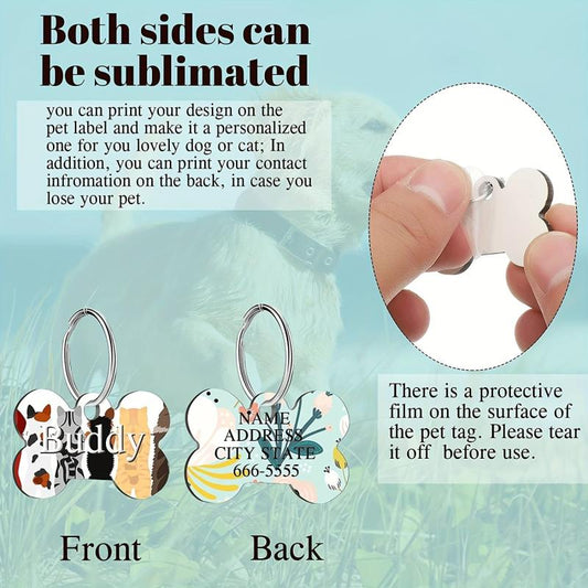 20pcs Sublimation Blank Dog Tags with Key Ring for Pets