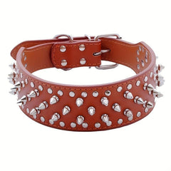 Adjustable Punk Style Rivet Leather Collar For Dogs