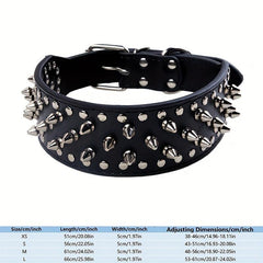 Adjustable Punk Style Rivet Leather Collar For Dogs