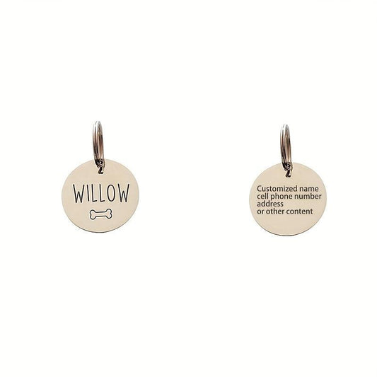 Personalized Dog/Cat Tag Engraved Round Collar Pendant