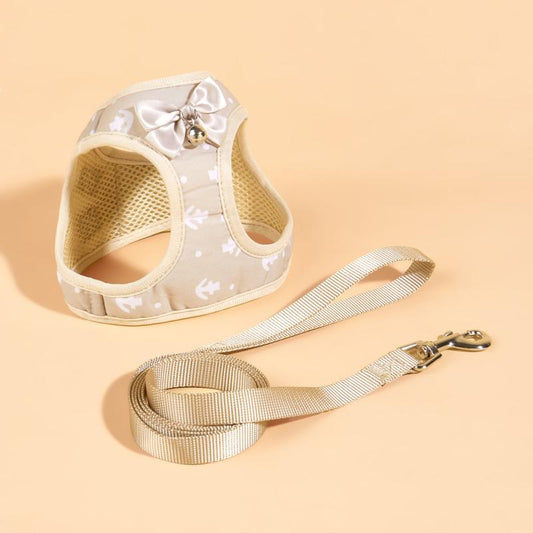 Stylish Dog Harness with Bowtie and Handle