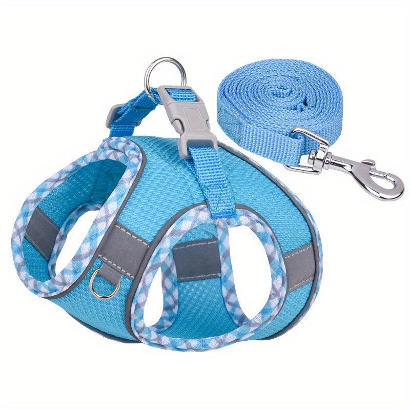 Reflective Dog Harness Set Adjustable No Pull Puppy Vest Small Dog