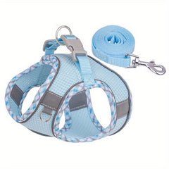 Reflective Dog Harness Set Adjustable No Pull Puppy Vest Small Dog