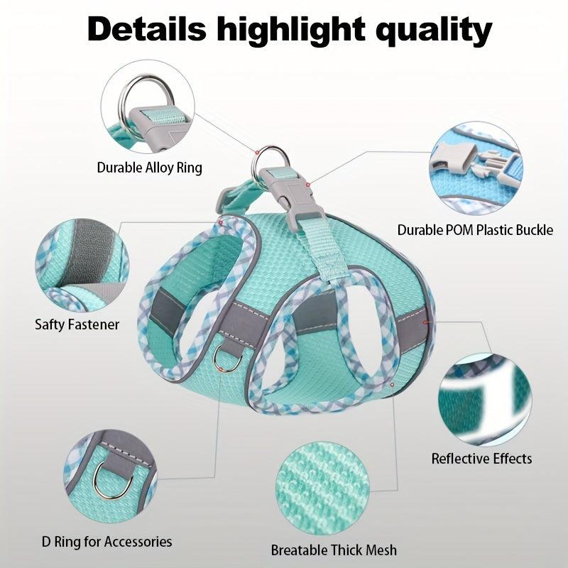 Reflective Dog Harness Set Adjustable No Pull Puppy Vest Small Dog