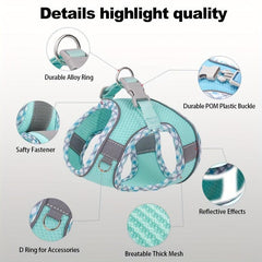Reflective Dog Harness Set Adjustable No Pull Puppy Vest Small Dog