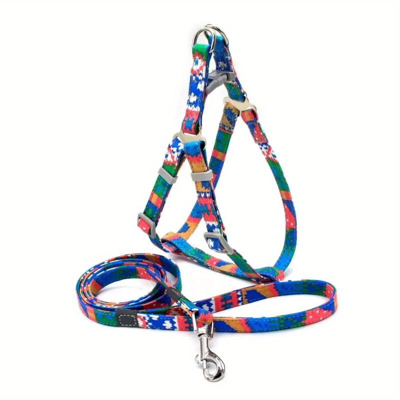 Boho Canvas Pet Harness and Leash Set for Small Dogs