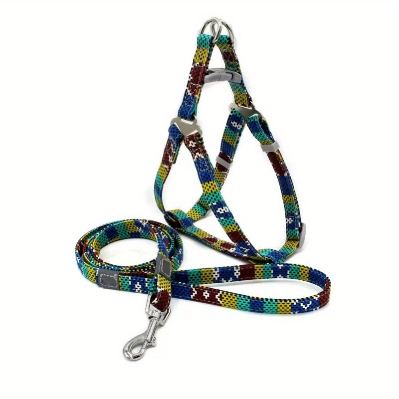 Boho Canvas Pet Harness and Leash Set for Small Dogs
