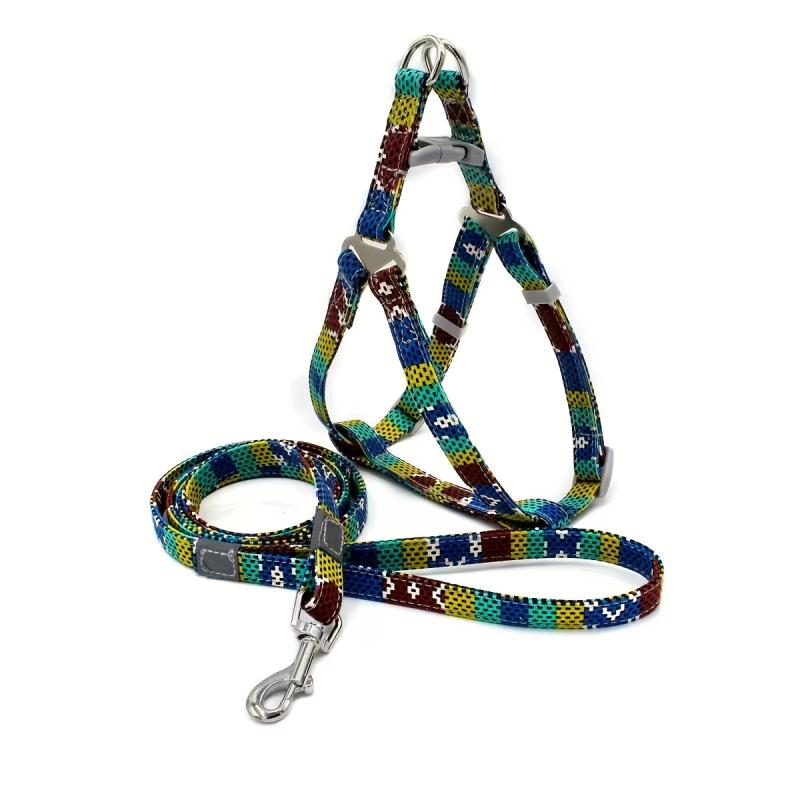 Boho Canvas Pet Harness and Leash Set for Small Dogs
