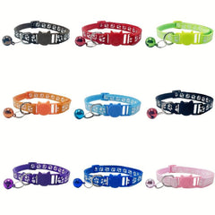 Paw Print Cat Collar Outdoor Adjustable Safety Bell