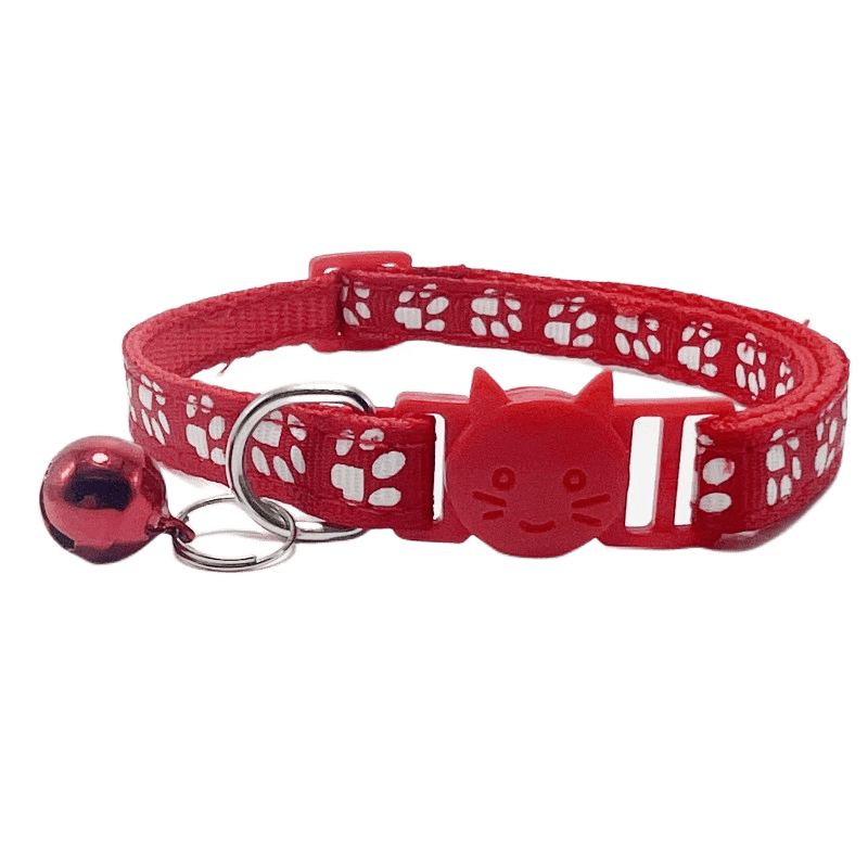 Paw Print Cat Collar Outdoor Adjustable Safety Bell