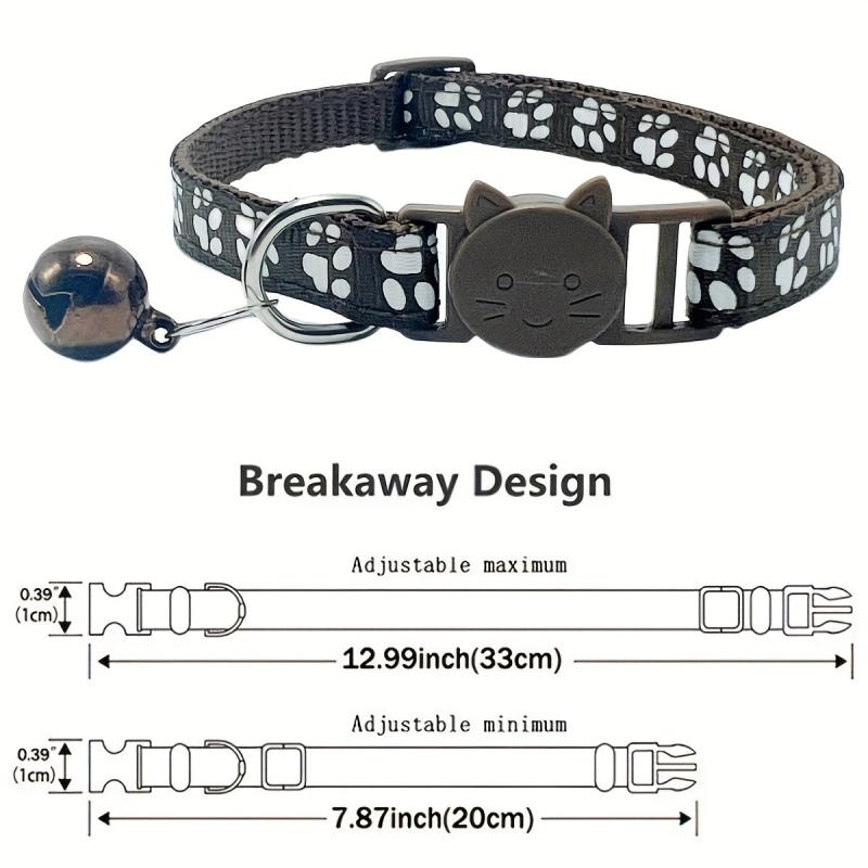 Paw Print Cat Collar Outdoor Adjustable Safety Bell