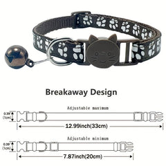 Paw Print Cat Collar Outdoor Adjustable Safety Bell