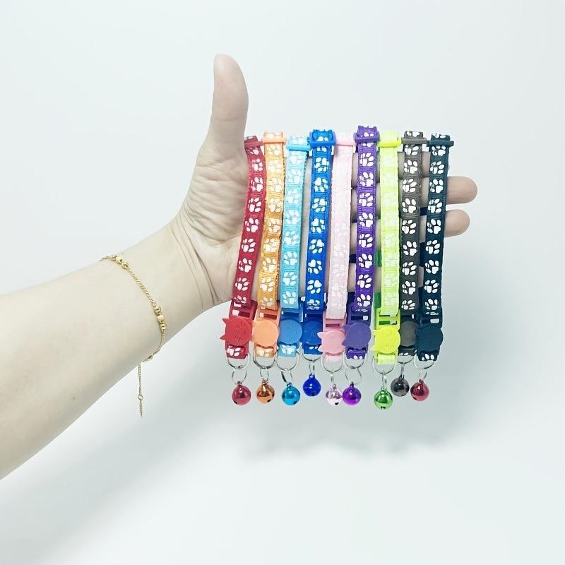 Paw Print Cat Collar Outdoor Adjustable Safety Bell