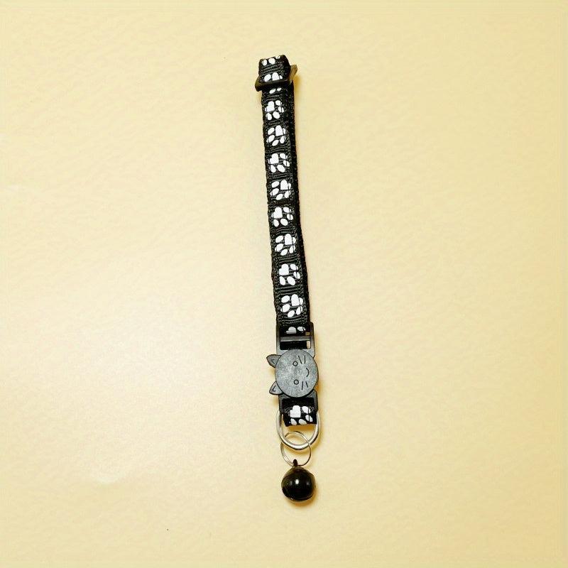 Paw Print Cat Collar Outdoor Adjustable Safety Bell