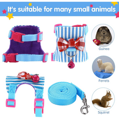2Pcs Hamster Harness Set For Walking Guinea Clothes With Bell