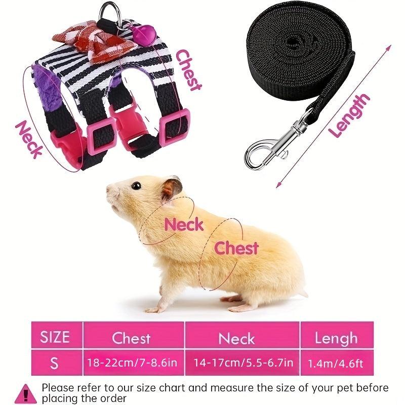 2Pcs Hamster Harness Set For Walking Guinea Clothes With Bell