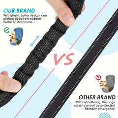 Double Dog Seatbelt w/ Elastic Bungee Buffer - Keep Pup Safe on Road