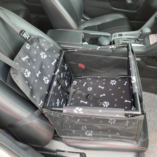 Dog Car Seat Booster for Travel Safety - Foldable with Waterproof Pad & Mesh