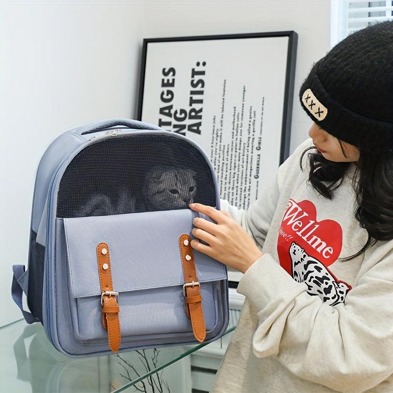 Breathable Cat Backpack Wear-resistant Cat Carrier Bag Zipper Closure