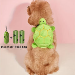 Turtle Shape Pet Backpack with Dog Poop Bag Dispenser