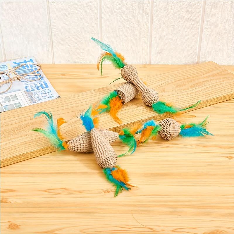 Interactive Cat Teaser Toy with Scratching Feather