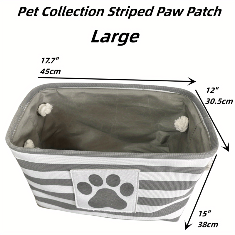 Striped Paw Patch Pet Storage Basket