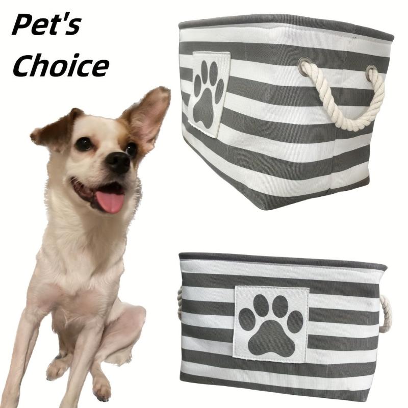 Striped Paw Patch Pet Storage Basket