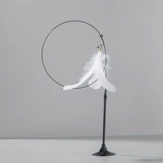 Feather Decor Cat Teaser Stick w/ Suction Cup & Bell Toy