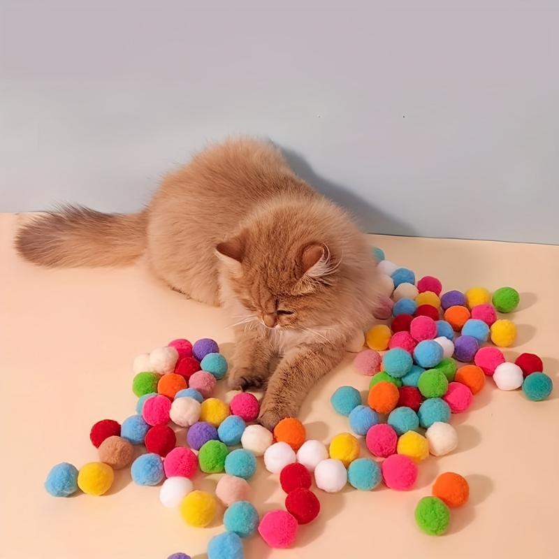 Interactive Cat Toy Plush Ball Gun with 100 Foam Balls