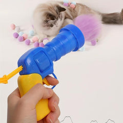 Interactive Cat Toy Plush Ball Gun with 100 Foam Balls