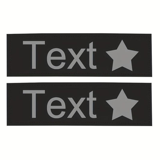 Star Pattern Reflective Letter Dog Harness with Custom Leather Label