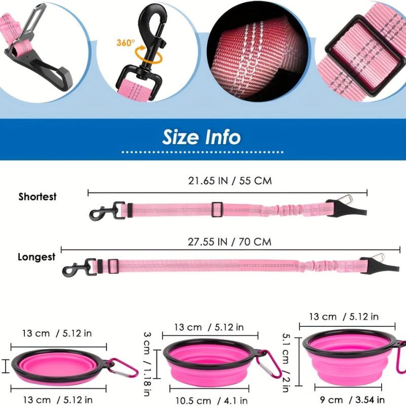 2 Pack Dog Seatbelt Leash For Cars - Pet Safety Car Seat Belt