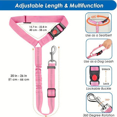 2 Pack Dog Seatbelt Leash For Cars - Pet Safety Car Seat Belt