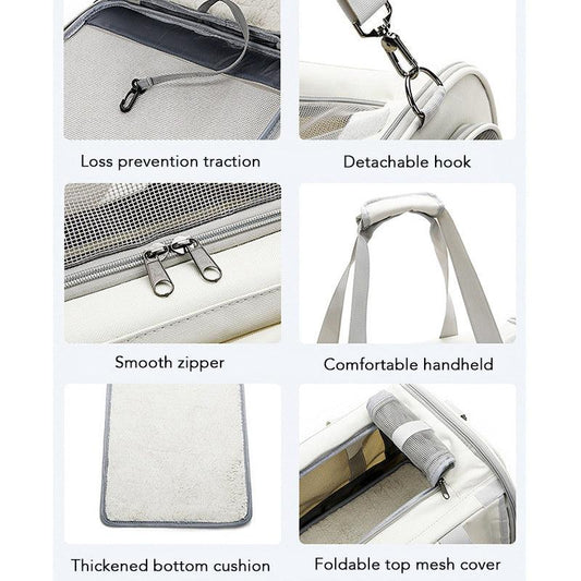 Pet Carrier Bag Cat Travel Bag Transparent Pet Bag Breathable Foldable