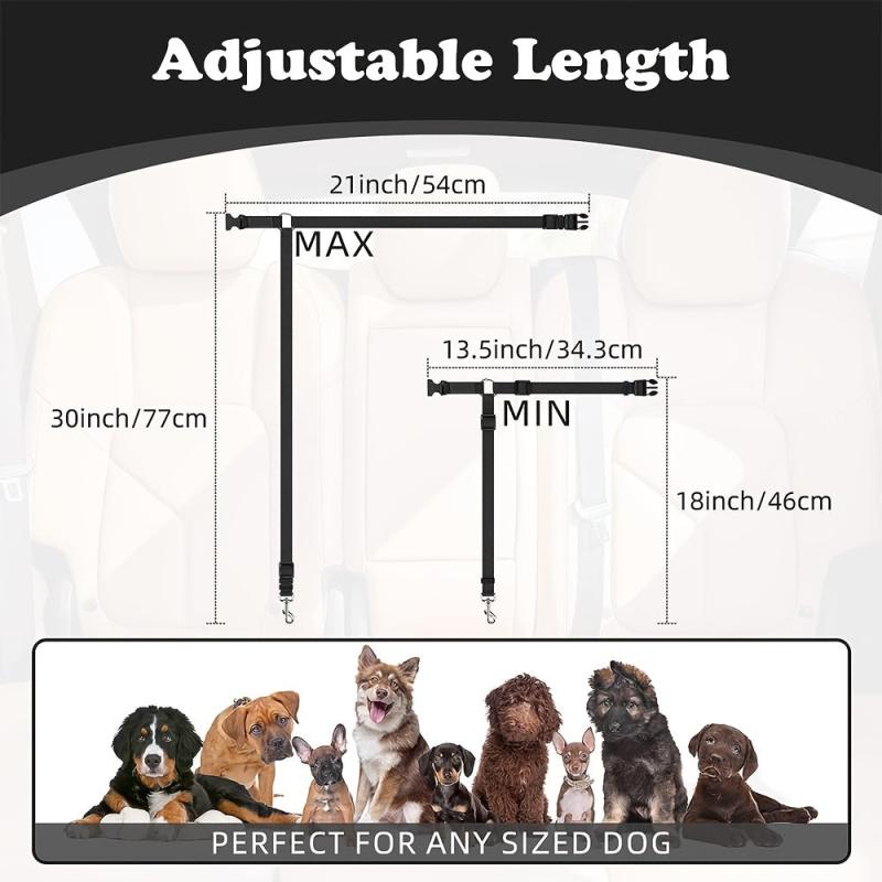 Dog Cat Safety Seat Belt Adjustable Nylon Fabric Dog Restraints Strap