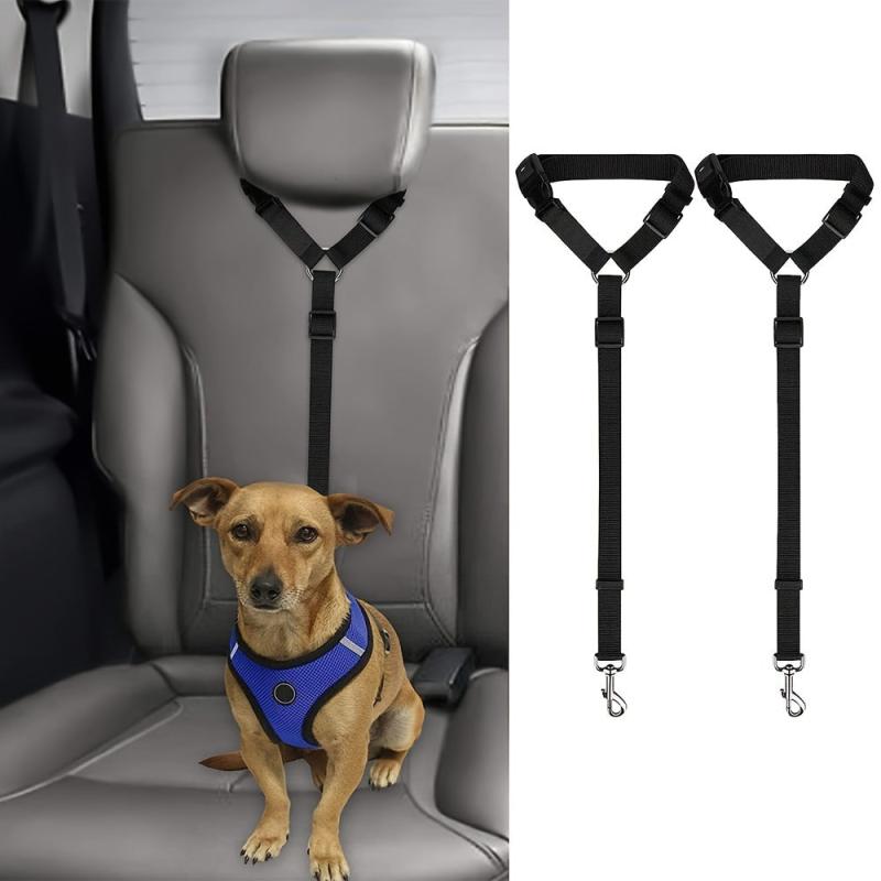 Dog Cat Safety Seat Belt Adjustable Nylon Fabric Dog Restraints Strap