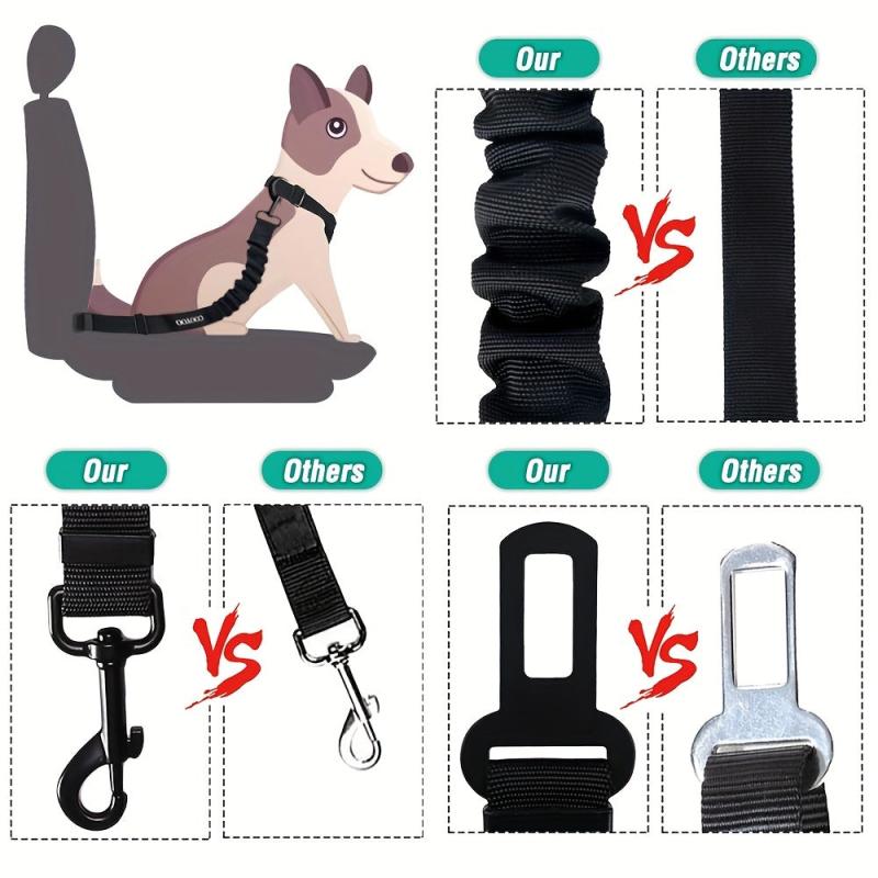 3pcs Set Pet Seat Belts Adjustable Safety Harness for Dogs
