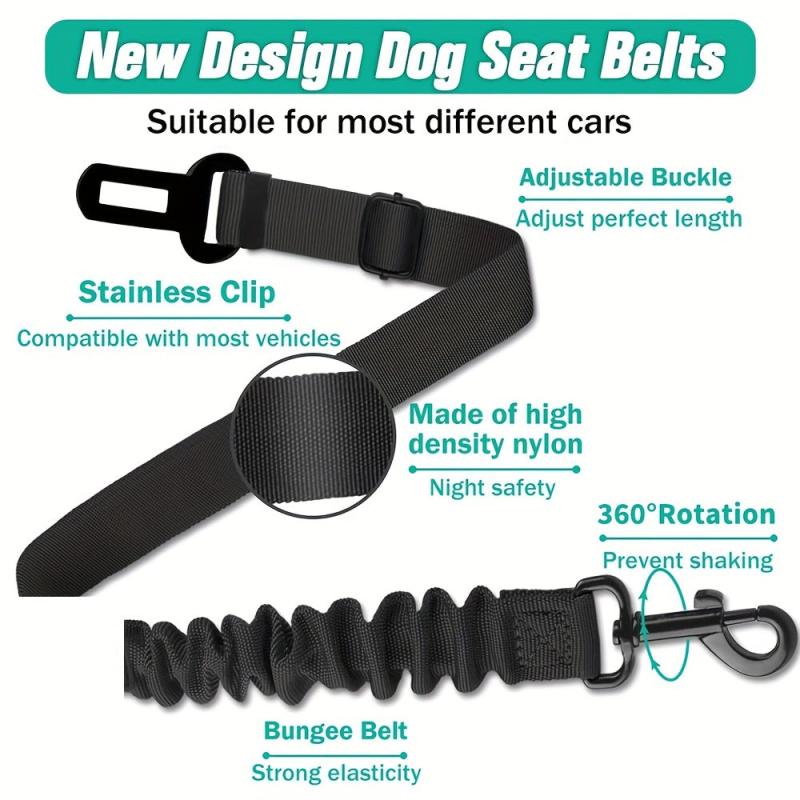 3pcs Set Pet Seat Belts Adjustable Safety Harness for Dogs