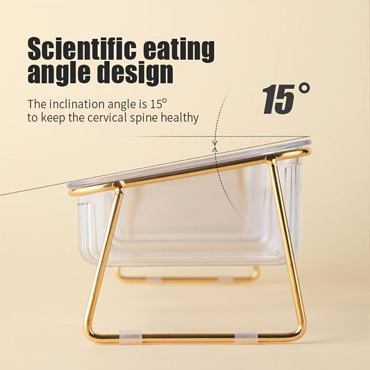 Transparent Double Cat Bowl for Easy Feeding and Hydration
