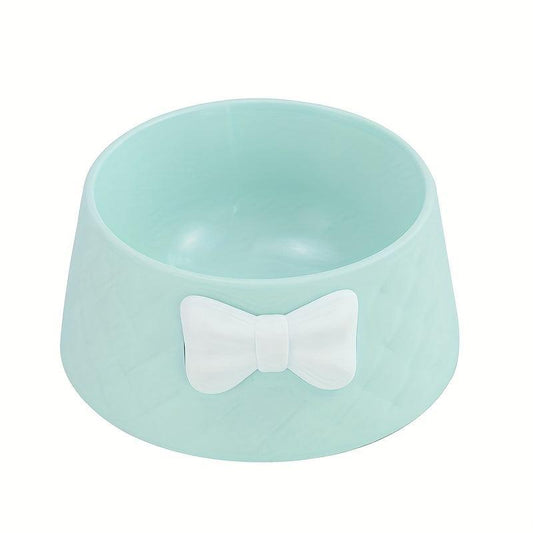 Argyle Pattern Bowknot Pet Bowl Non-slip Cat Food Water Feeder Bowl