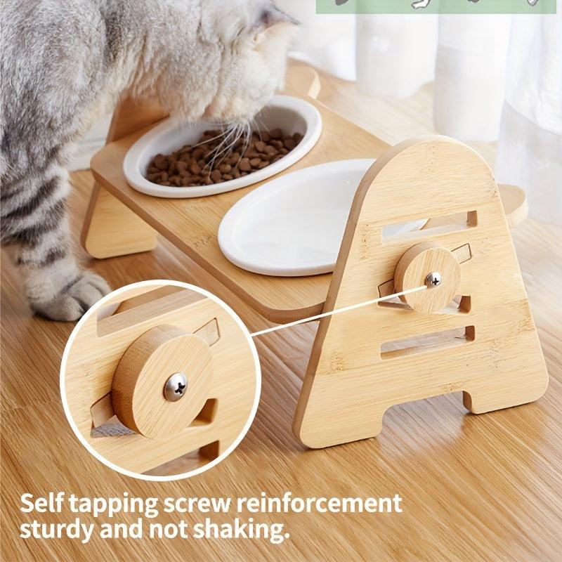 Adjustable Slanting Ceramic Cat Bowl Dog Bowl Cat Food Bowl