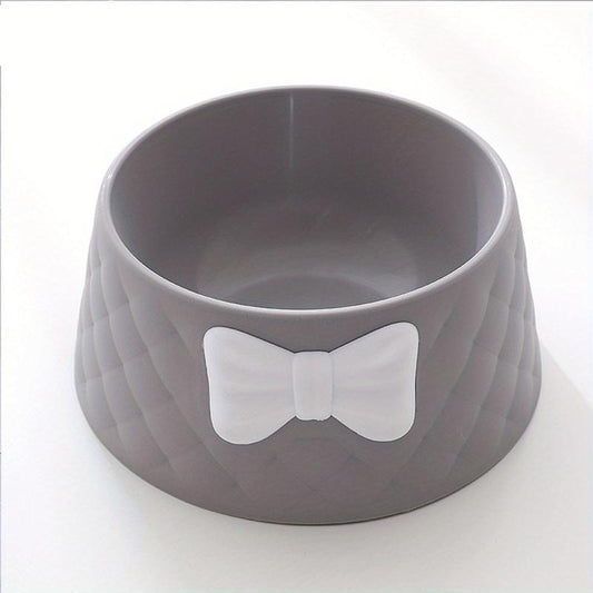 Argyle Pet Bowl with Bowknot Decoration for Cats & Dogs