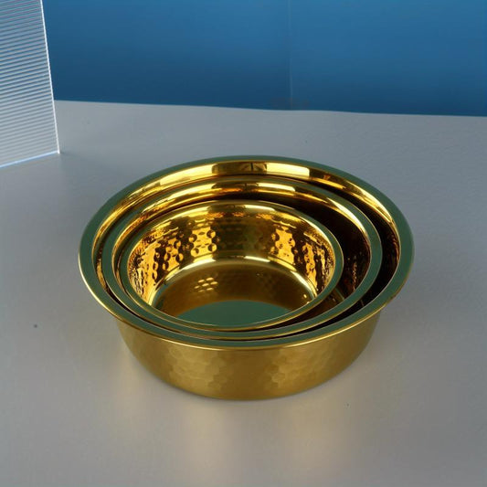 Golden Stainless Steel Pet Bowl Large Size