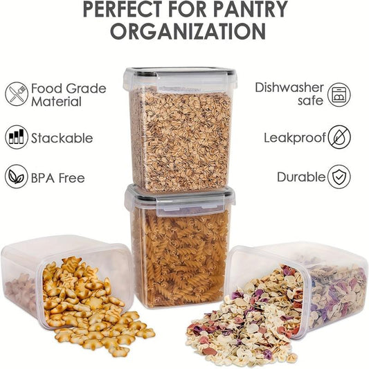 6pcs Rectangle Pet Food Storage Containers With Lids Airtight 1 6L BPA