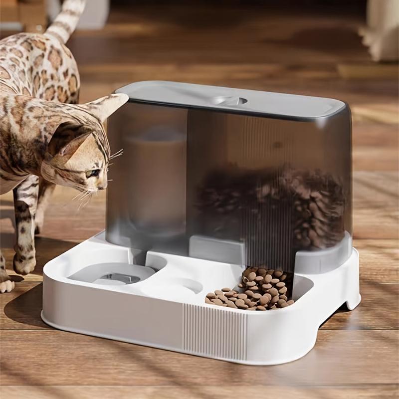 Automatic Cat Food/Water Dispenser 2-in-1 Multifunctional Gravity Feeder/Waterer