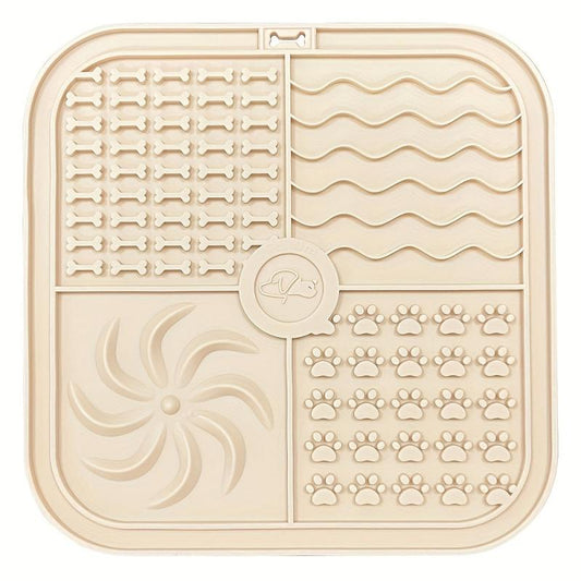 Square Dog Licking Pad Silicone Slow Feeder Mat with Suction Cups