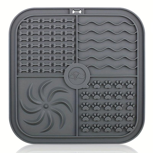 Square Dog Licking Pad Silicone Slow Feeder Mat with Suction Cups