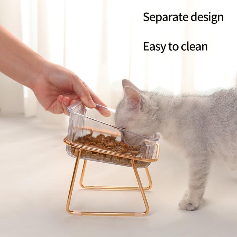 Double Cat Bowls With Iron Stand - Pet Feeding Supplies