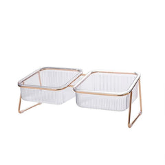 Double Cat Bowls With Iron Stand - Pet Feeding Supplies