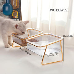 Double Cat Bowls With Iron Stand - Pet Feeding Supplies